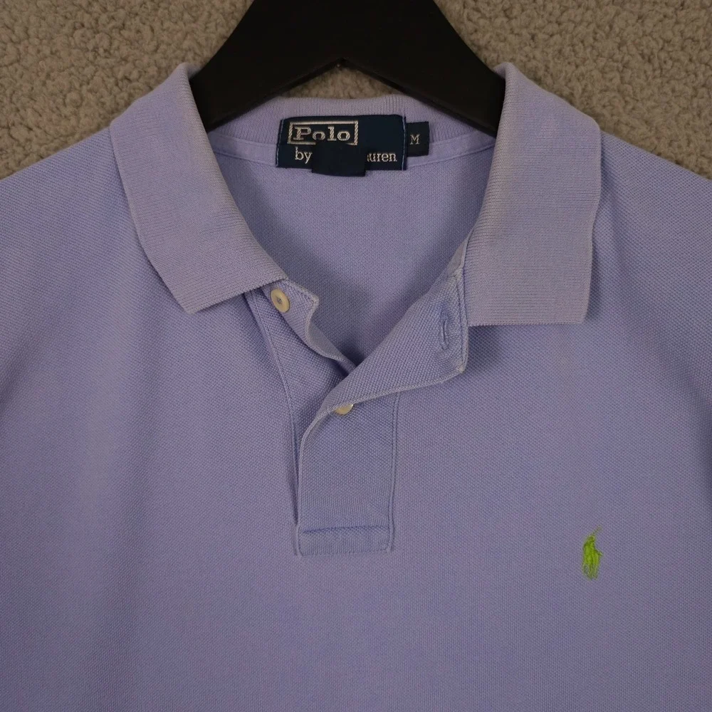 Vintage Polo Ralph Lauren Polo Shirt Mens Medium Blue Bleached Grunge Preppy USA